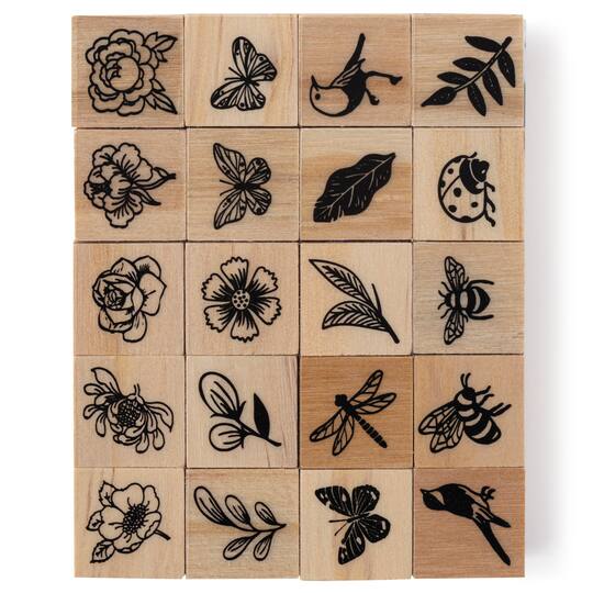 6 Pack: Bugs & Flowers Wood Stamp Set by Recollections®